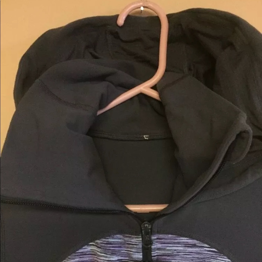 lululemon athletica Black Zip-Up Hoodie with Heathered Purple Logo - Picture 2 of 8